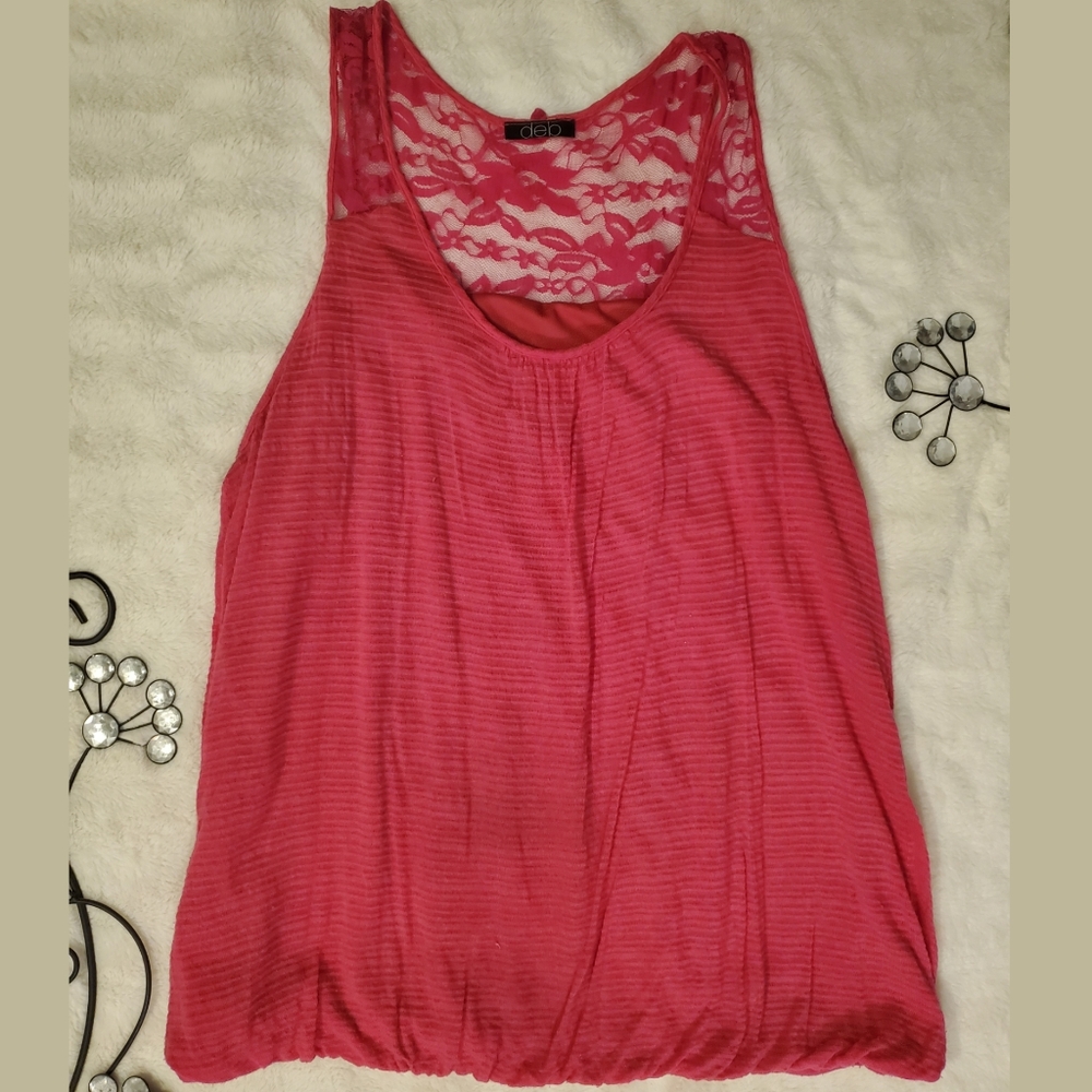 Pink lace sleeveless blouse